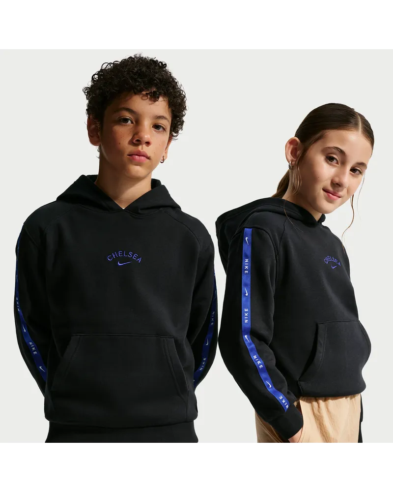 Nike FC Chelsea City Side  Fleece-Fußball-Hoodie (ältere Kinder) - Schwarz Schwarz