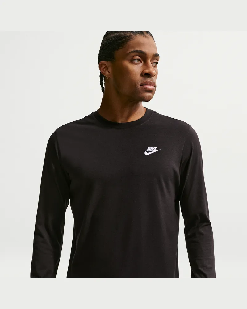 Nike Club Langarm-T-Shirt für Herren - Schwarz Schwarz