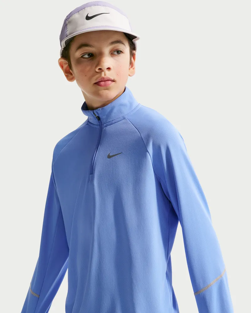 Nike Miler Dri-FIT Oberteil mit Halbreißverschluss (ältere Kinder) - Blau Blau