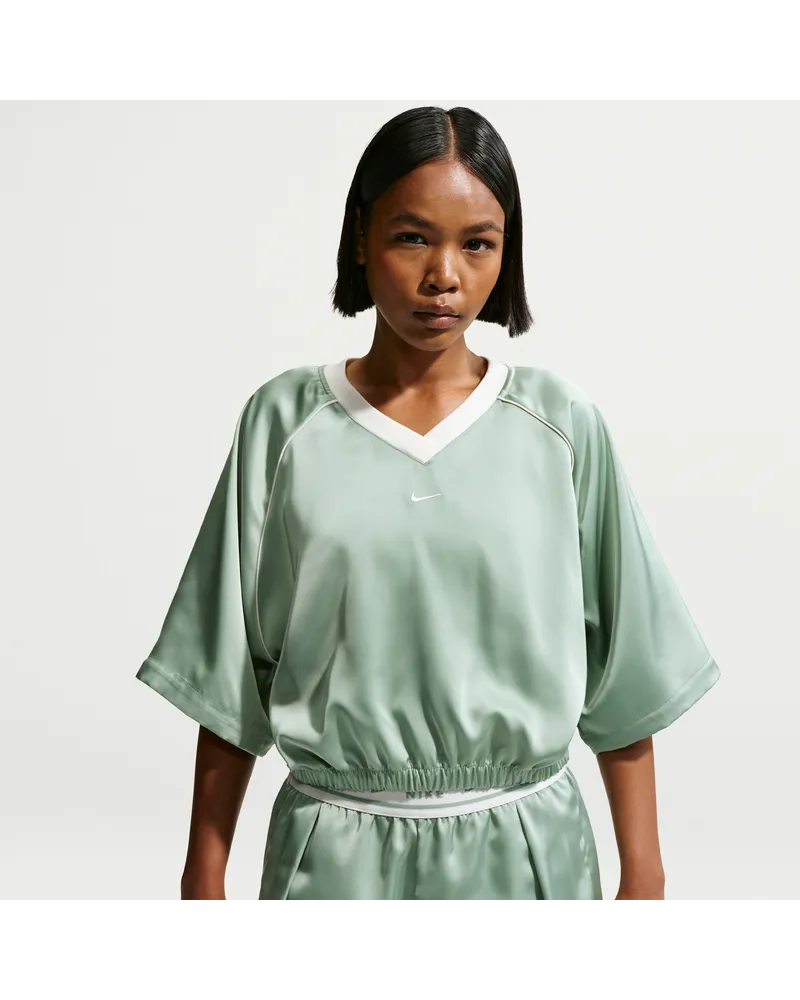 Nike Oversize-Oberteil aus Satin (Damen) - Grün Grün