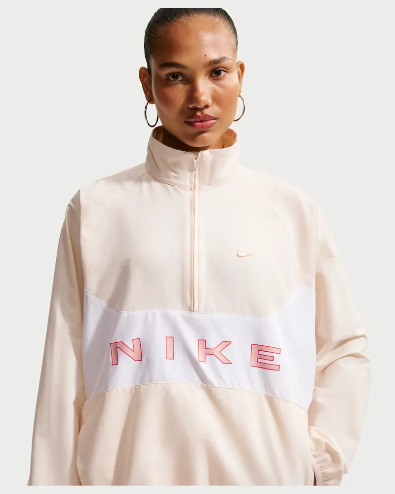 Nike Oversize-Jacke mit Viertelreißverschluss für Damen - Weiß Weiß