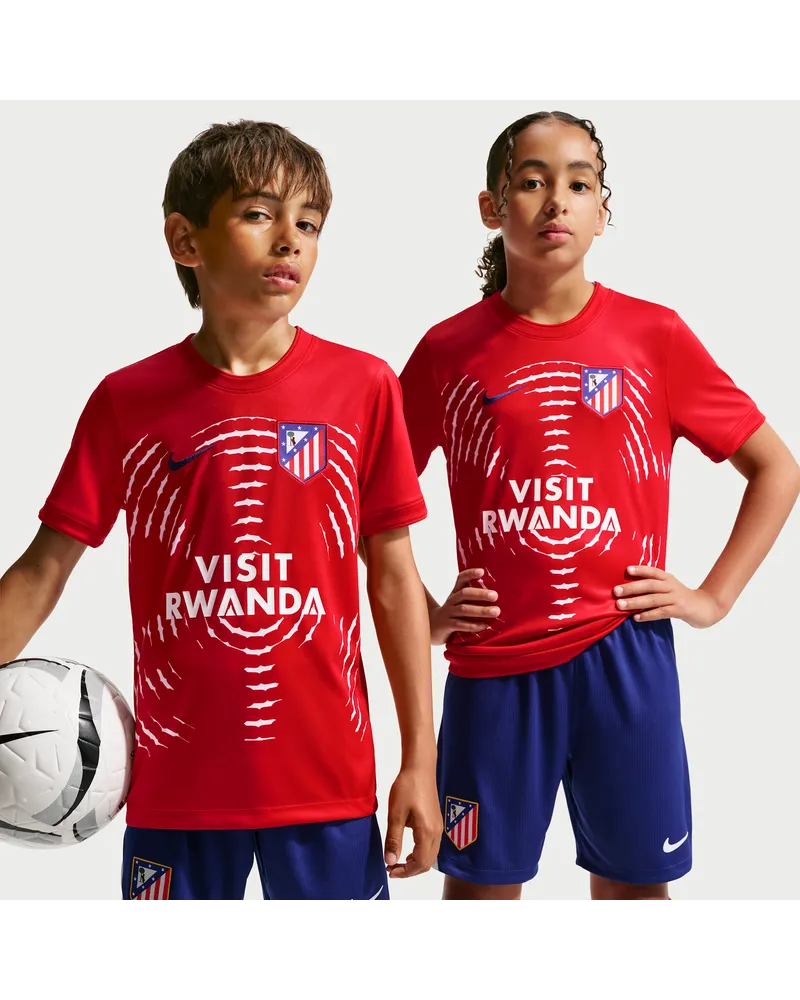 Nike Atlético Madrid Home  Dri-FIT Pre-Match-Fußballoberteil (ältere Kinder) - Rot Rot
