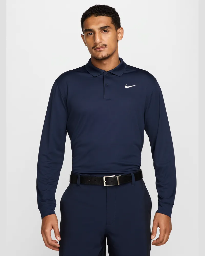 Nike Dri-FIT Victory Langarm-Golf-Poloshirt für Herren - Blau Blau