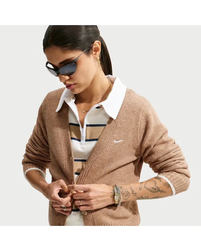 Nike Chill Knit schmal geschnittener Cardigan (Damen) - Braun Braun
