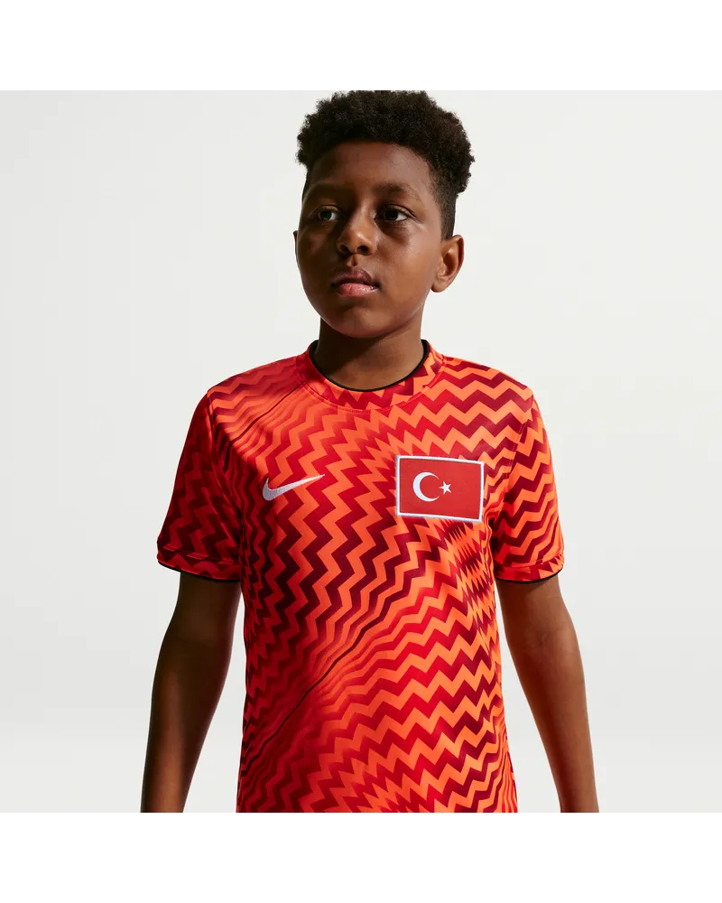 Nike Türkei 2026 Pre-Match  Dri-FIT Pre-Match Fußball-Kurzarmoberteil (ältere Kinder) - Rot Rot