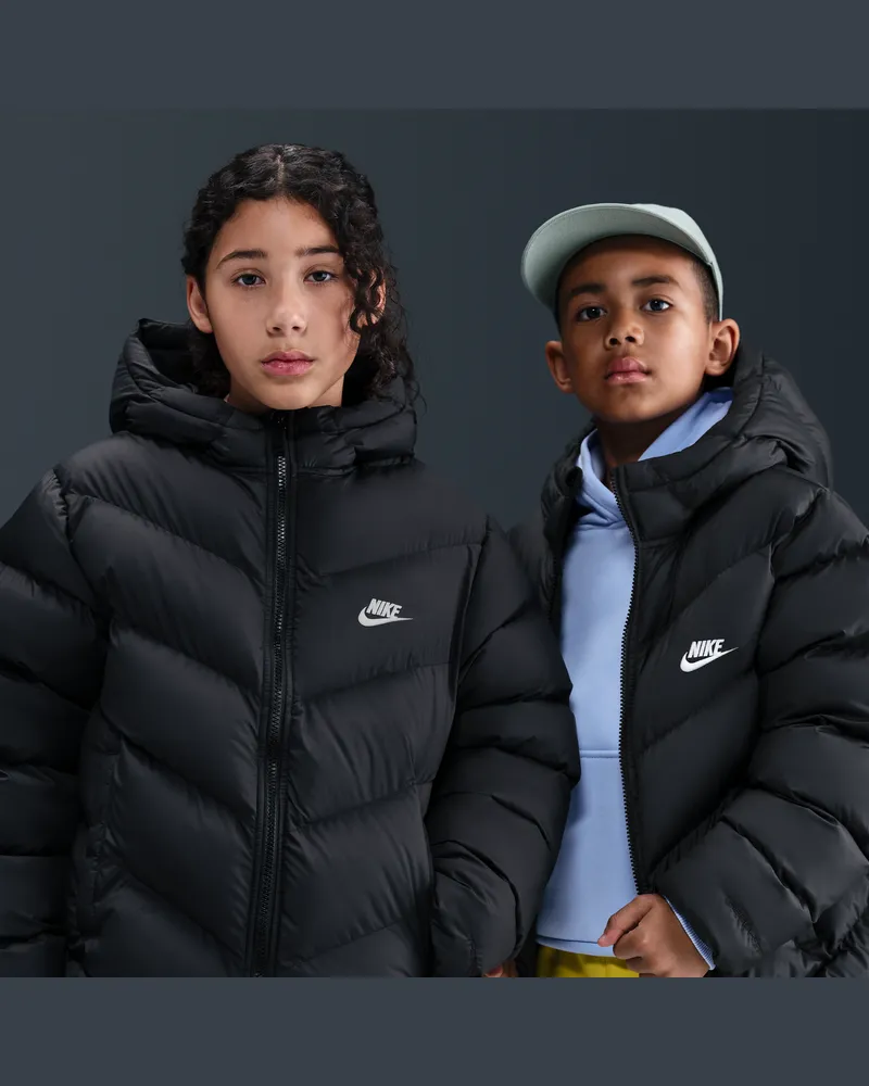 Nike Sportswear All Day Play Therma-FIT-Puffer-Jacke mit weiter Passform (ältere Kinder) - Schwarz Schwarz