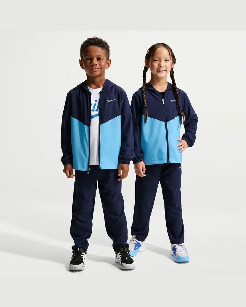 Nike Dri-FIT Set aus Webjacke mit durchgehendem Reißverschluss und Hose (jüngere Kinder) - Blau Blau