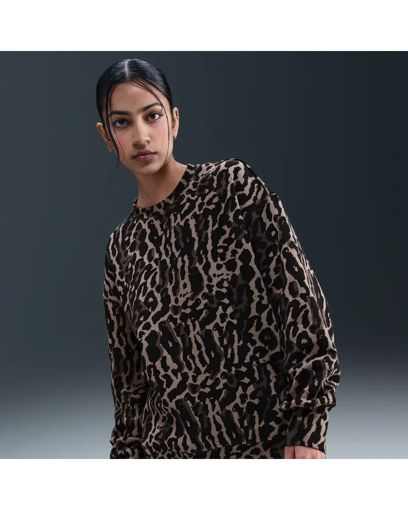 Nike Phoenix Fleece Oversize-Sweatshirt mit Print (Damen) - Schwarz Schwarz