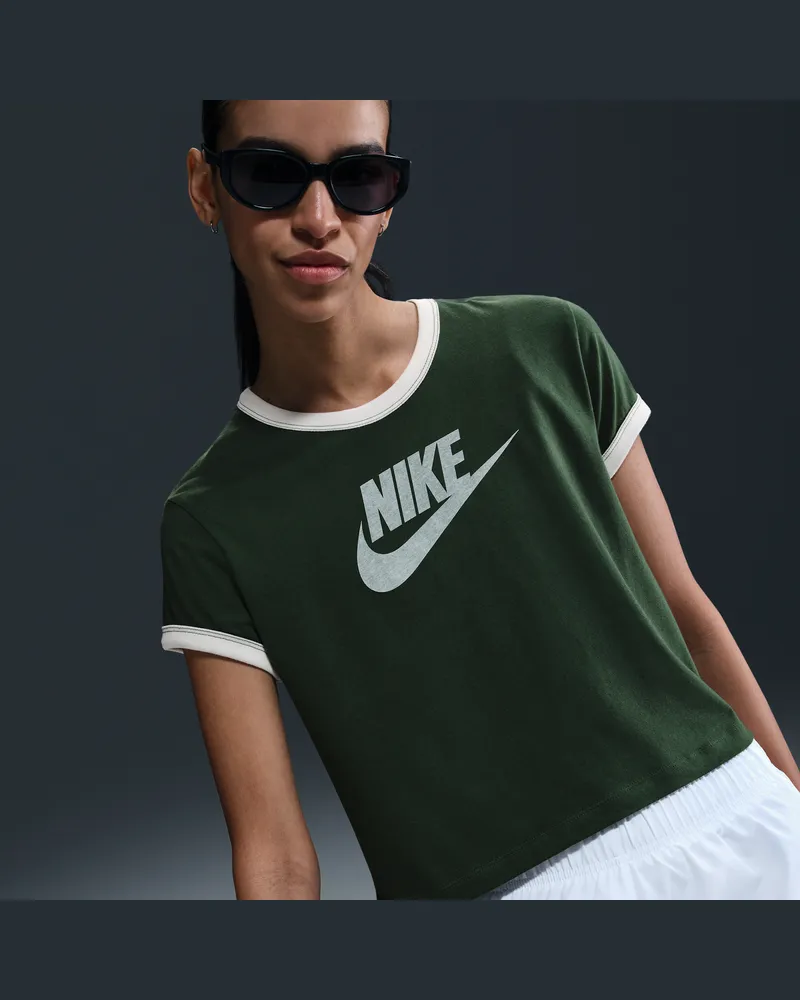 Nike Sportswear Ringer-T-Shirt mit Grafikprint (Damen) - Grün Grün