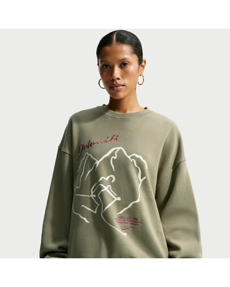 Nike Studio Fleece Medium Weight Oversize-Rundhalsshirt (Damen) - Grau Grau