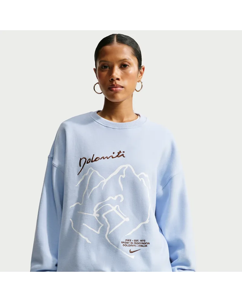 Nike Studio Fleece Medium Weight Oversize-Rundhalsshirt (Damen) - Blau Blau