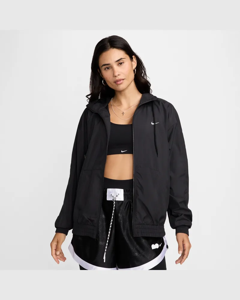 Nike Sportswear Classic Wovens weite Kapuzenjacke mit UV-Schutz (Damen) - Schwarz Schwarz