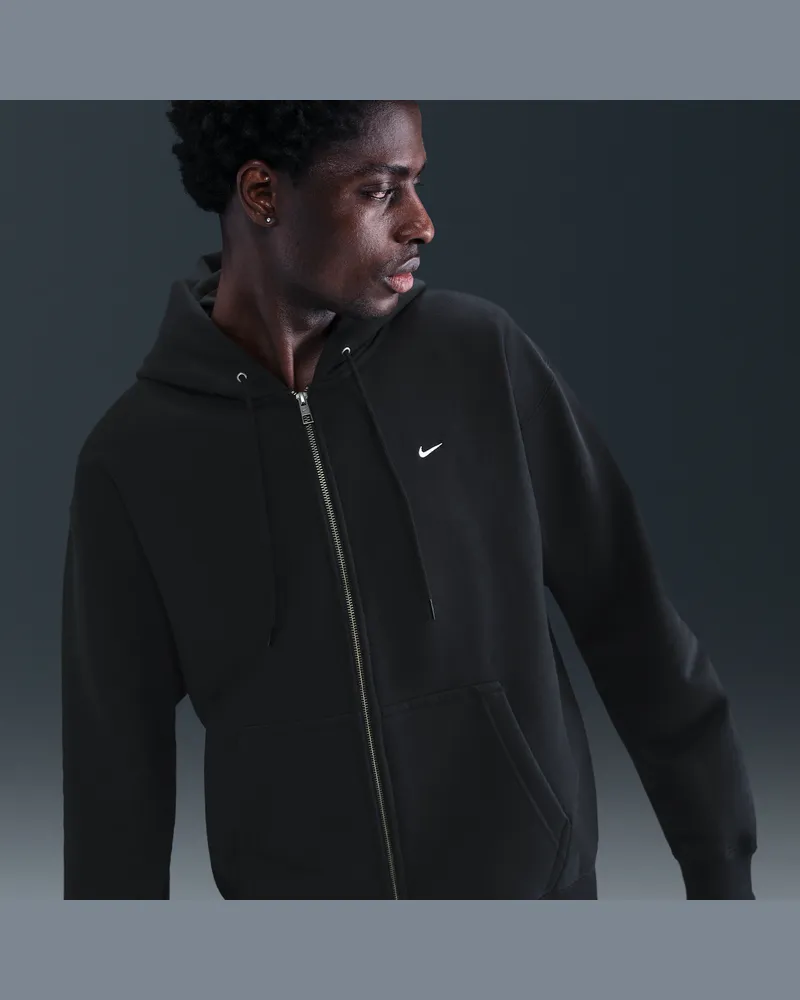 Nike Solo Swoosh Fleece-Kapuzenjacke mit durchgehendem Reißverschluss (Herren) - Schwarz Schwarz