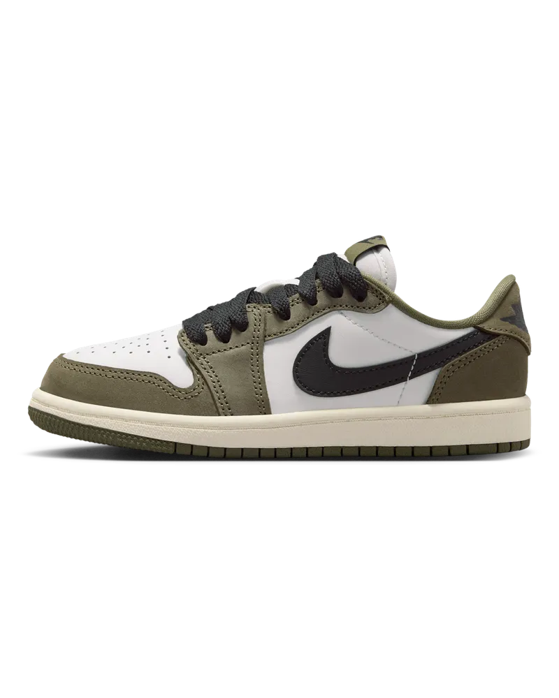 Jordan Air  1 Retro Low "Medium Olive and Summit White" Schuh (jüngere Kinder) - Grün Grün