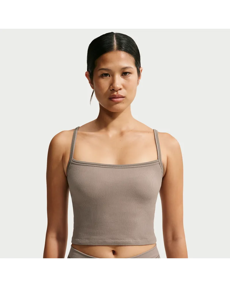 Nike SKIMS Cami-Tanktop aus nahtlosem Rippmaterial (Damen) - Braun Braun