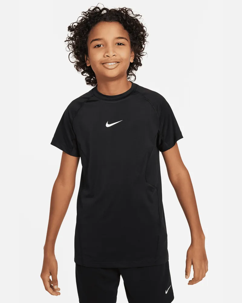 Nike Pro Dri-FIT Kurzarmshirt für ältere Kinder (Jungen) - Schwarz Schwarz