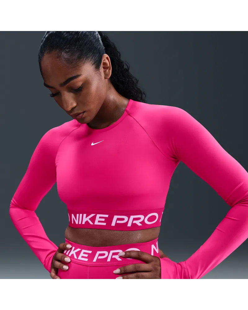 Nike Pro Dri-FIT verkürztes Longsleeve (Damen) - Pink Pink