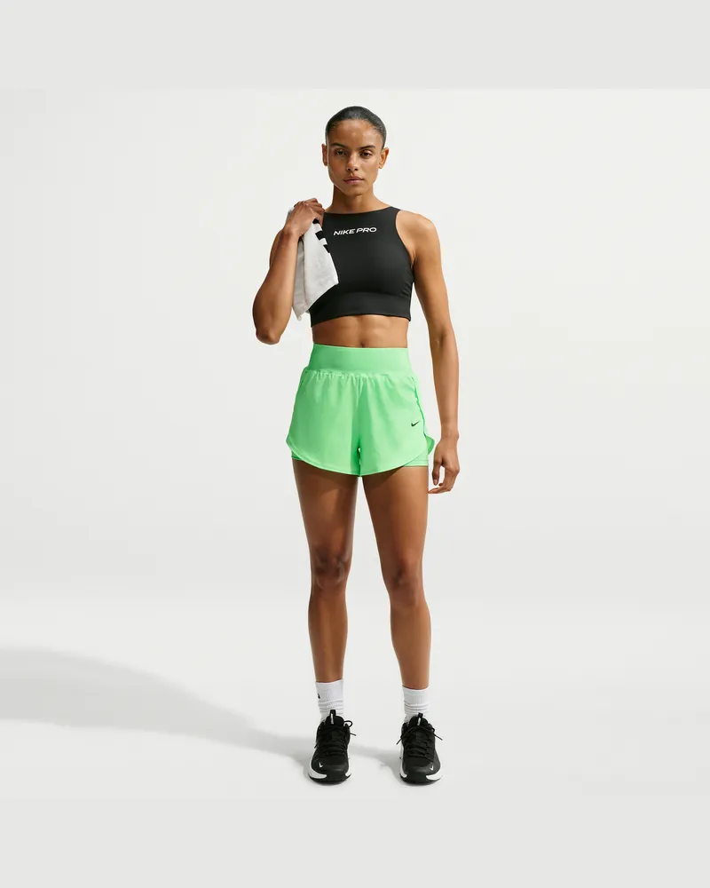 Nike Pro Sculpt Dri-FIT 2-in-1-Shorts mit hohem Bund (ca. 7,5 cm, Damen) - Grün Grün