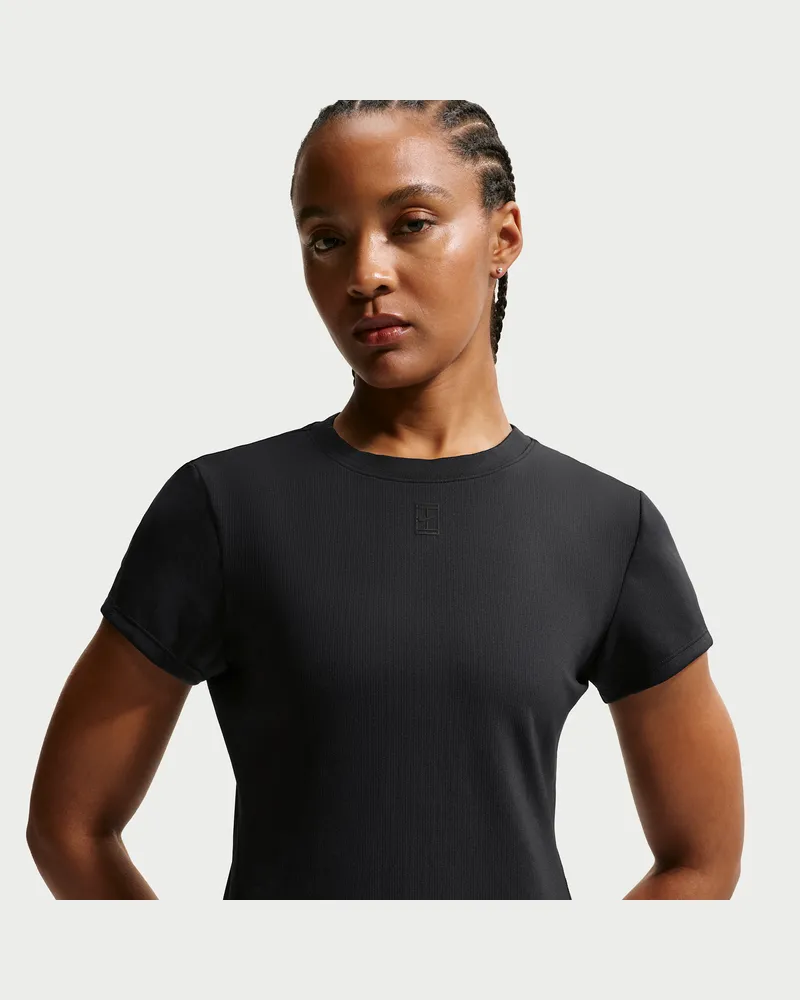 Nike Court Advantage Dri-FIT Kurzarm-Tennisoberteil für Damen - Schwarz Schwarz