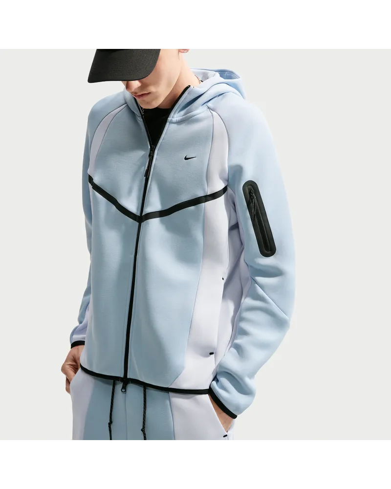 Nike Tech Windrunner-Fleecejacke mit durchgehendem Reißverschluss und Color-Block-Design (Herren) - Blau Blau