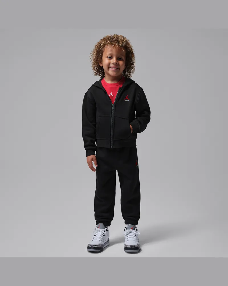 Jordan Brooklyn Fleece 2-teiliges Kapuzenjacken-Set (Kleinkinder) - Schwarz Schwarz