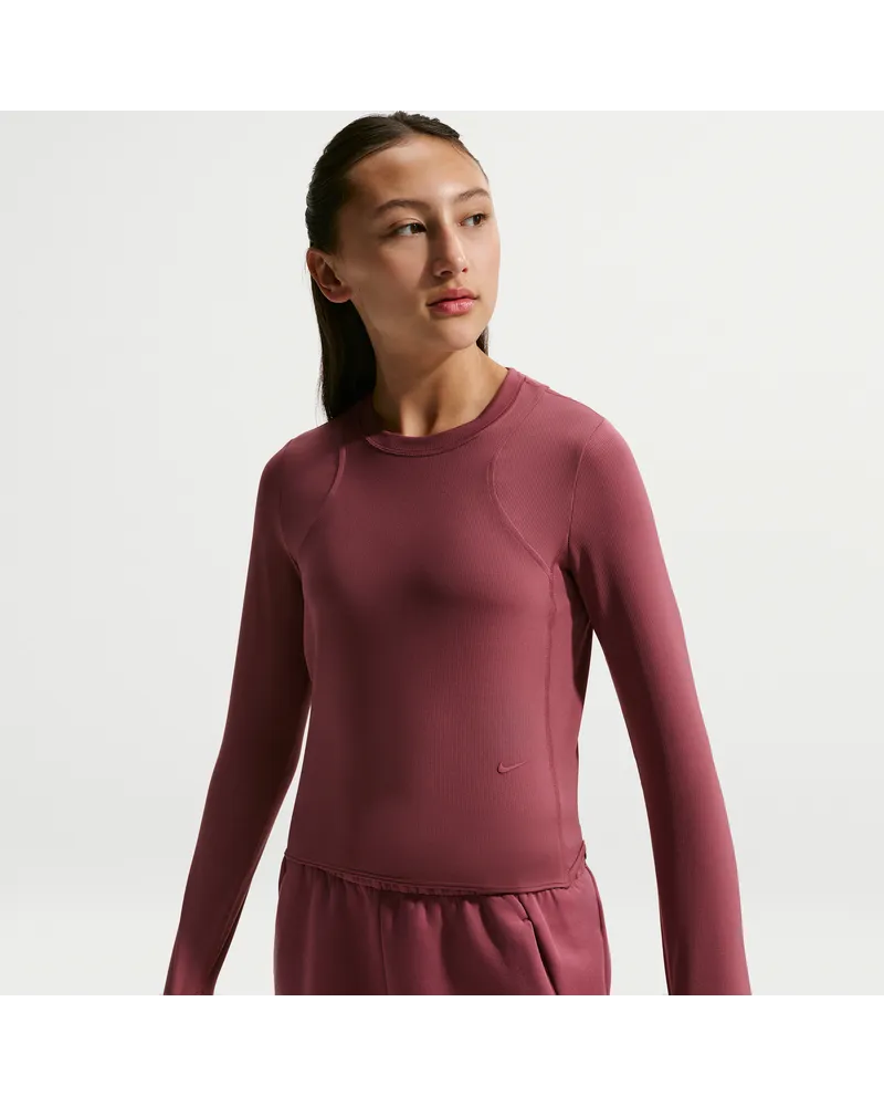 Nike Mavn geripptes Longsleeve mit Dri-FIT-Technologie (Mädchen) - Rot Rot