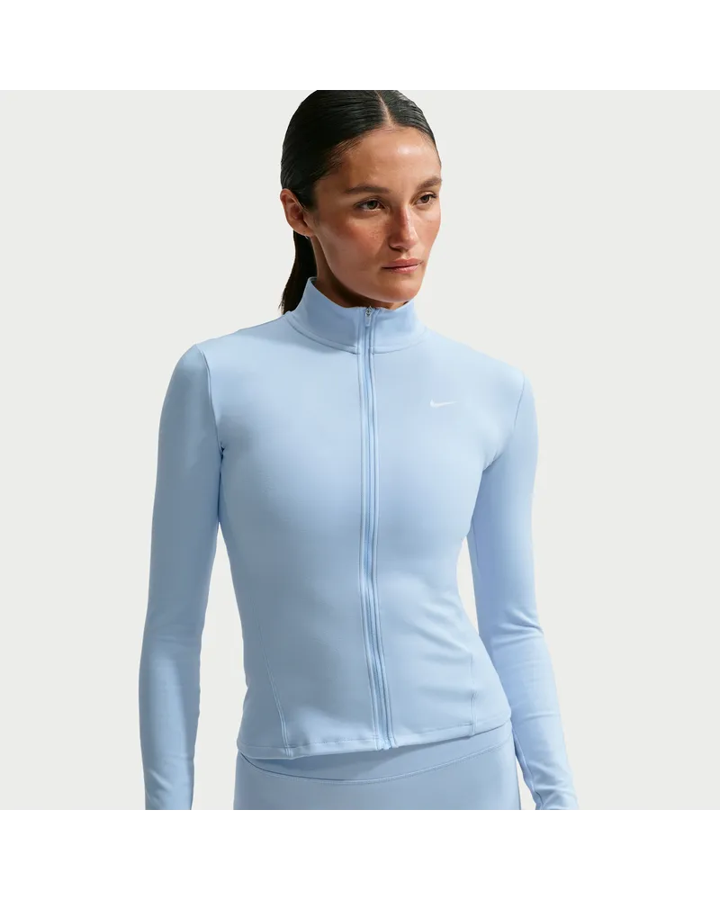 Nike One Fitted Dri-FIT-Jacke mit durchgehendem Reißverschluss für Damen - Blau Blau