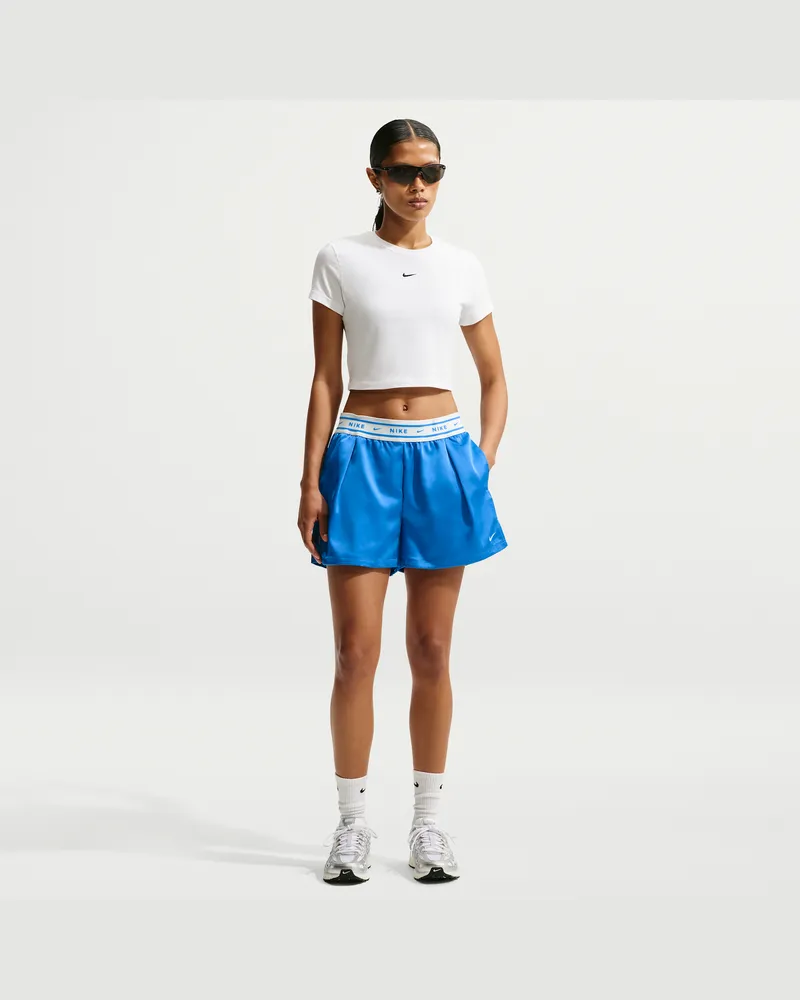 Nike weite Satin-Shorts mit mittelhohem Bund (Damen) - Blau Blau