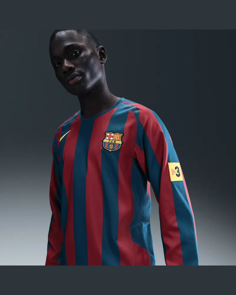 Nike FC Barcelona 2005/06 Neuauflage  Football Replika Longsleeve-Trikot (Herren) - Blau Blau