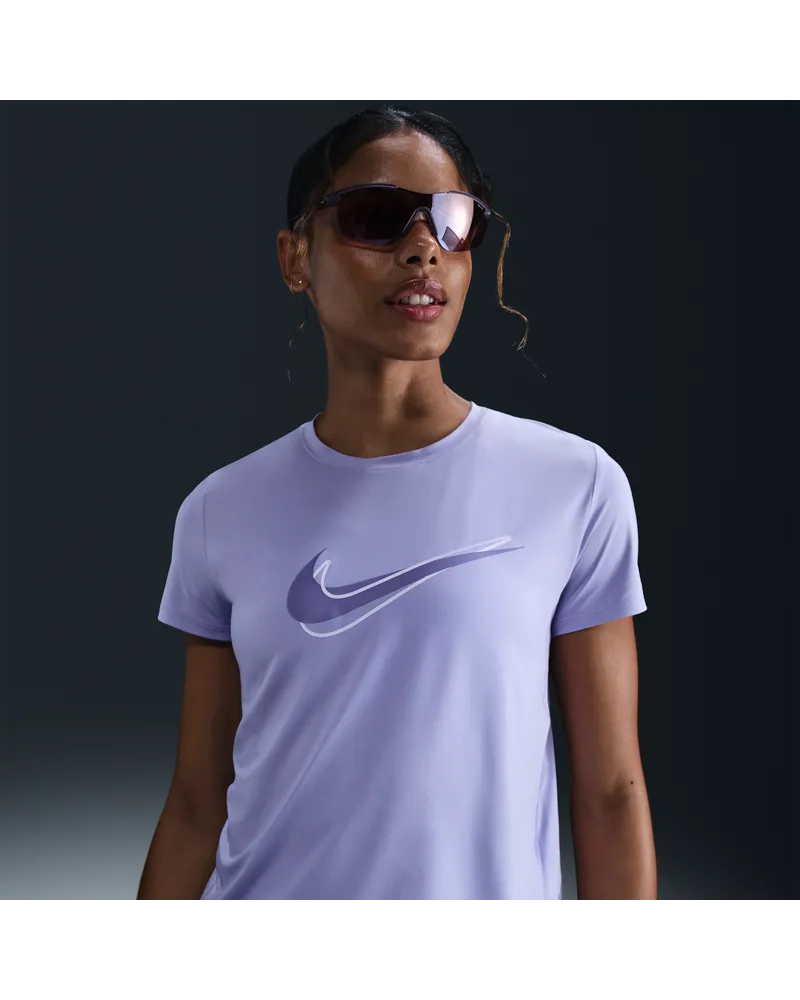 Nike One Swoosh Dri-FIT Kurzarm-Laufoberteil für Damen - Lila Lila