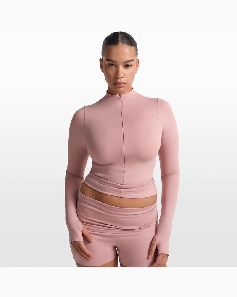 Nike SKIMS Matte Longsleeve mit Stehkragen und Halbreißverschluss für Damen - Pink Pink