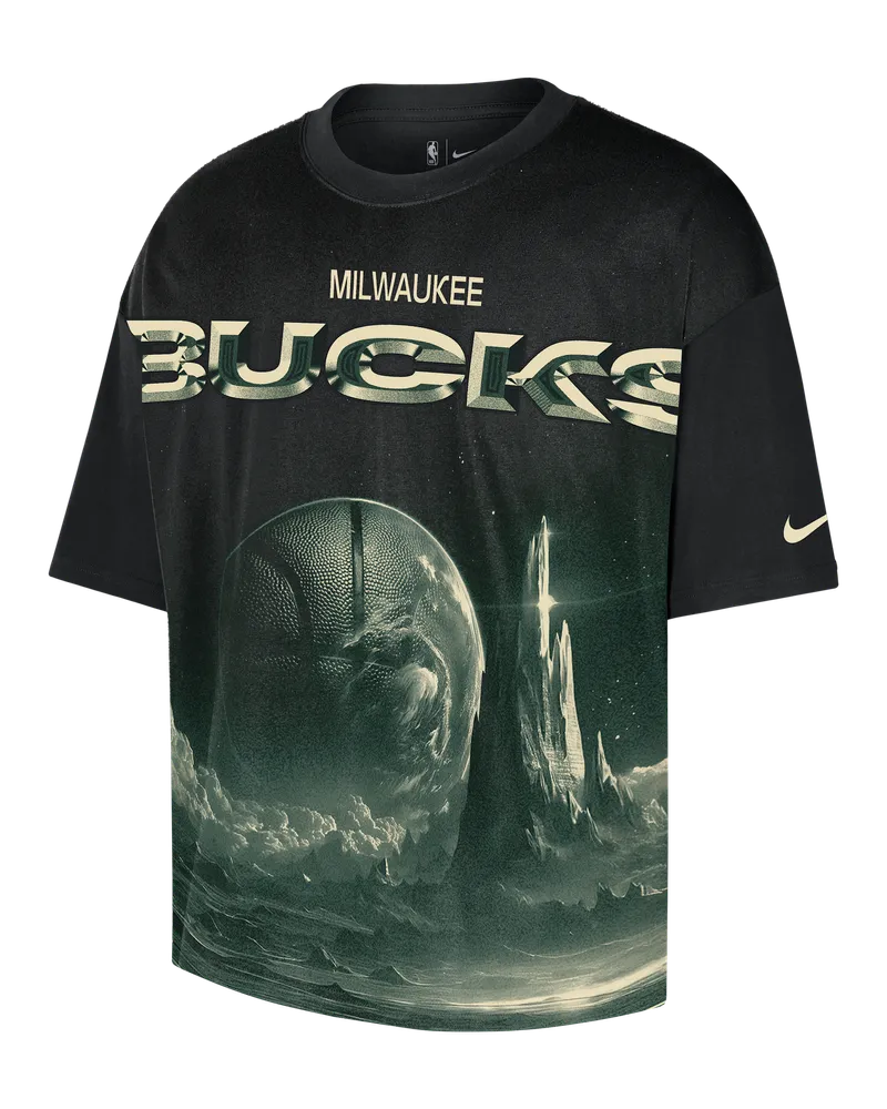 Nike Milwaukee Bucks Courtside  NBA T-Shirt mit lockerer Passform (Herren) - Schwarz Schwarz