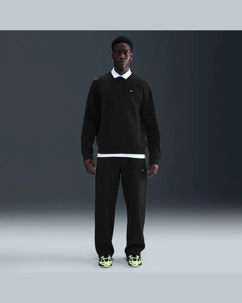 Nike Solo Swoosh Fleece-Hose mit offenem Saum (Herren) - Schwarz Schwarz