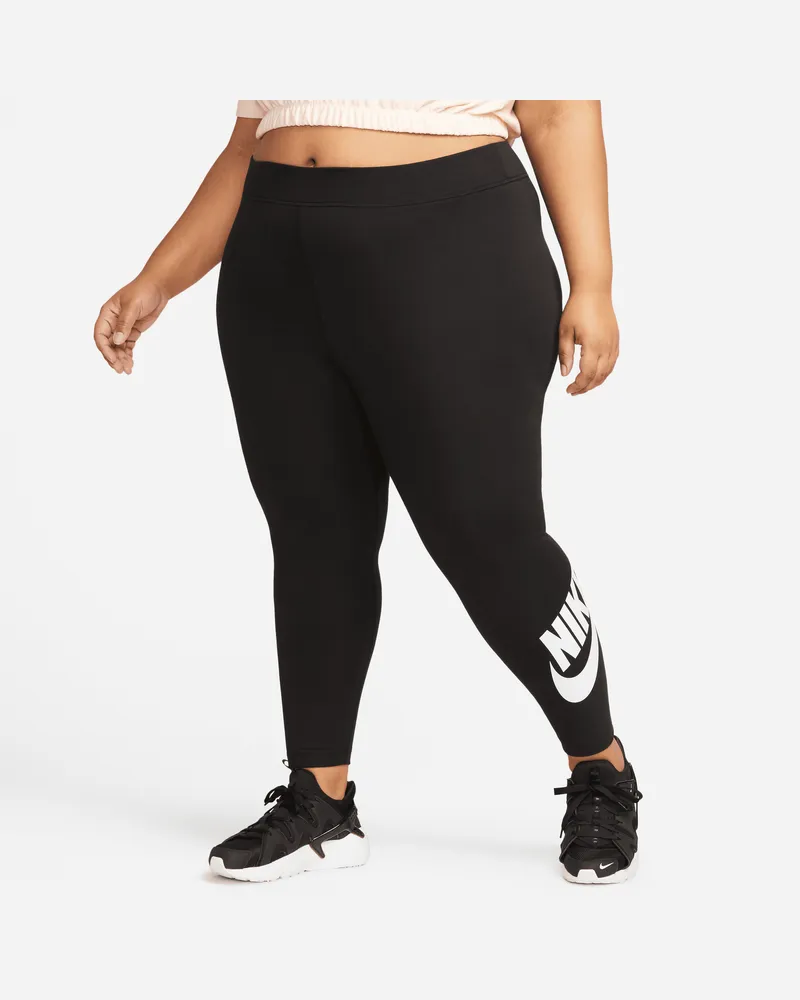 Nike Sportswear Classics Trainings-Leggings mit Grafik und hohem Bund für Damen - Schwarz Schwarz