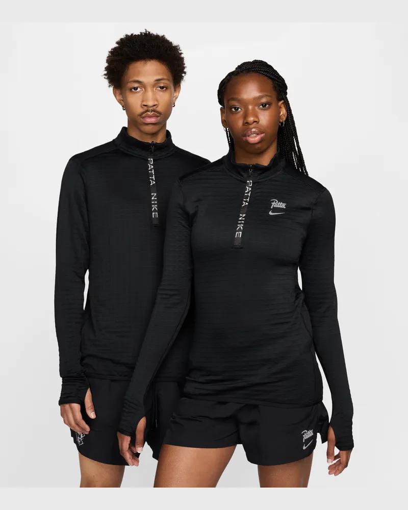 Nike x Patta Running Team Longsleeve mit Halbreißverschluss - Schwarz Schwarz