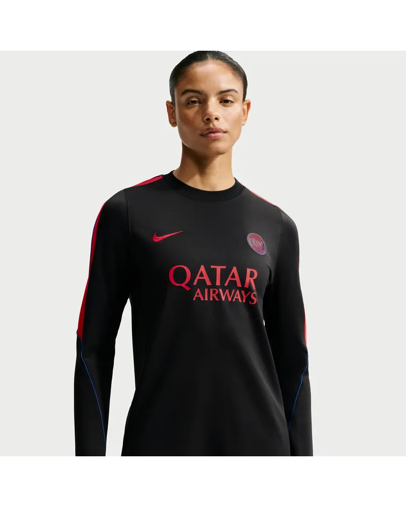 Nike Paris Saint-Germain Strike  Dri-FIT-Fußball-Strickoberteil für Damen mit Rundhalsausschnitt - Schwarz Schwarz