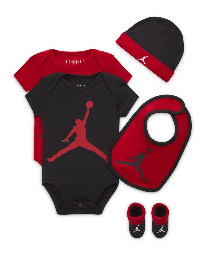 Jordan 5-Piece Core Gift Set fünfteiliges Bodysuit-Set für Babys - Rot Rot