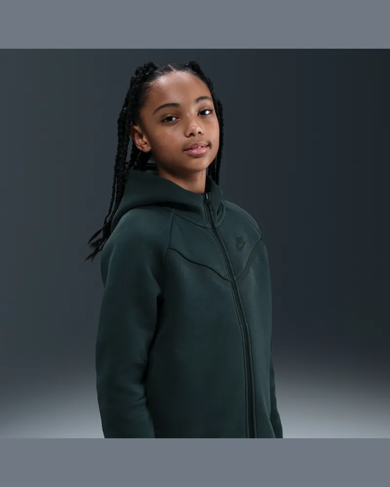 Nike Tech Fleece-Hoodie mit durchgehendem Reißverschluss (Mädchen) - Grün Grün