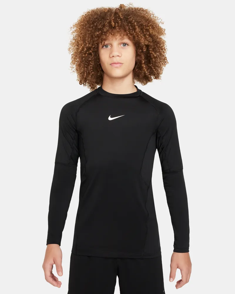Nike Pro Dri-FIT-Longsleeve für ältere Kinder (Jungen) - Schwarz Schwarz
