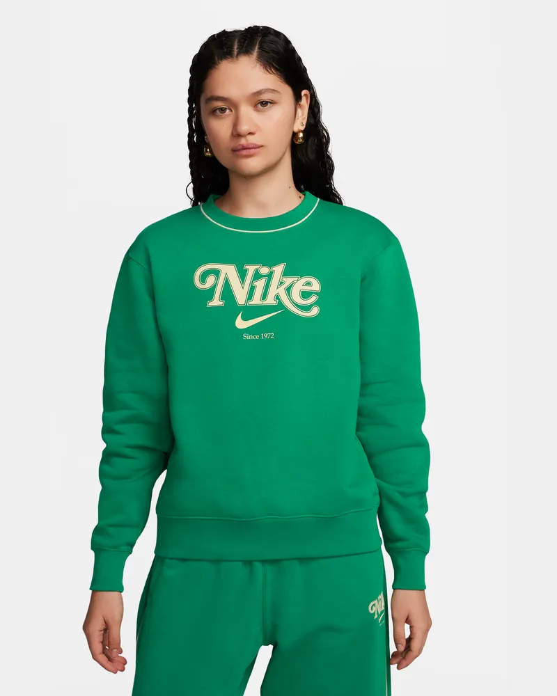 Nike Sportswear Fleece-Sweatshirt mit Rundhalsausschnitt für Damen - Grün Grün