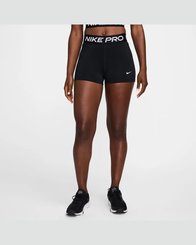 Nike Pro Leak Protection: Periodensichere Bike-Shorts (ca. 7,5 cm) mit mittelhohem Bund (Damen) - Schwarz Schwarz