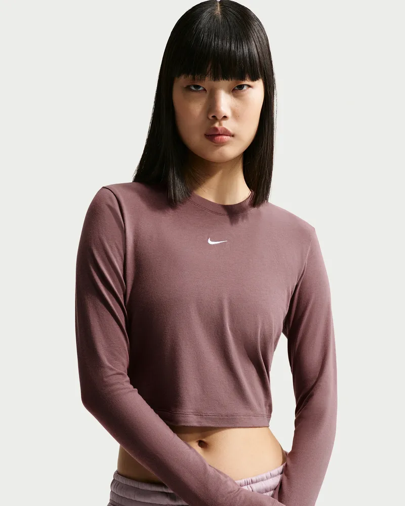 Nike Chill Knit schmales, verkürztes Longsleeve (Damen) - Lila Lila