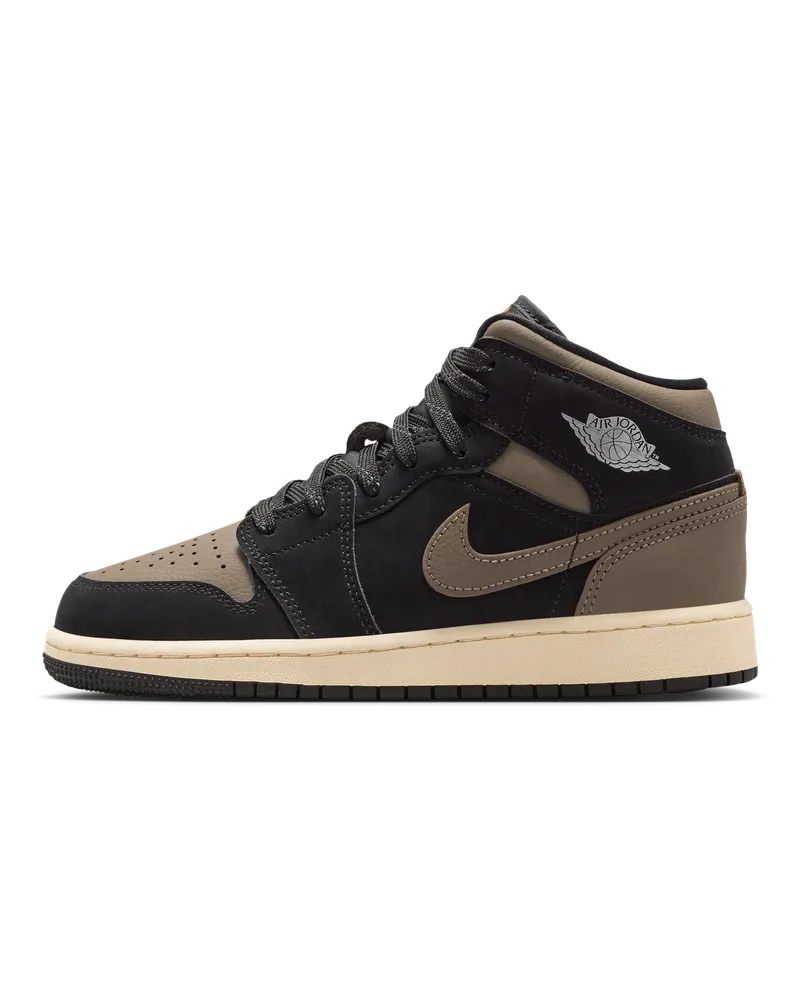 Jordan Air  1 Mid SE Schuh (ältere Kinder) - Schwarz Schwarz