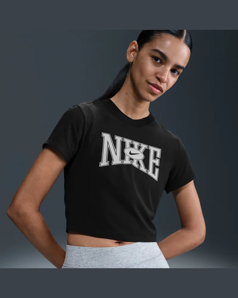 Nike Sportswear Kurz-T-Shirt mit schmaler Passform für Damen - Schwarz Schwarz
