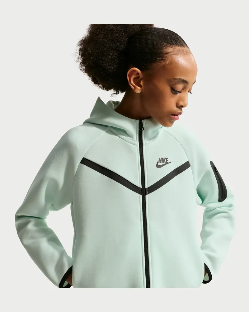 Nike Tech Fleece-Hoodie mit durchgehendem Reißverschluss (Mädchen) - Grün Grün
