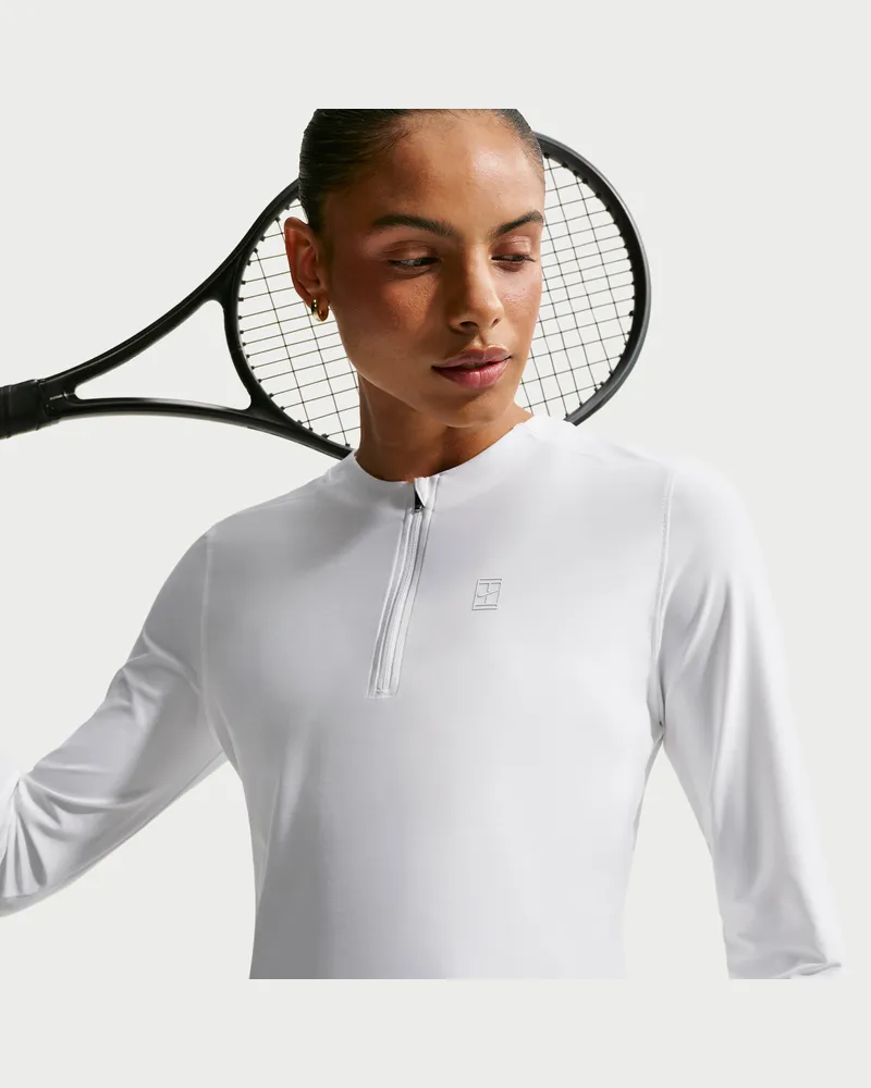 Nike Court Advantage Dri-FIT Mid-Layer-Tennisoberteil (Damen) - Weiß Weiß