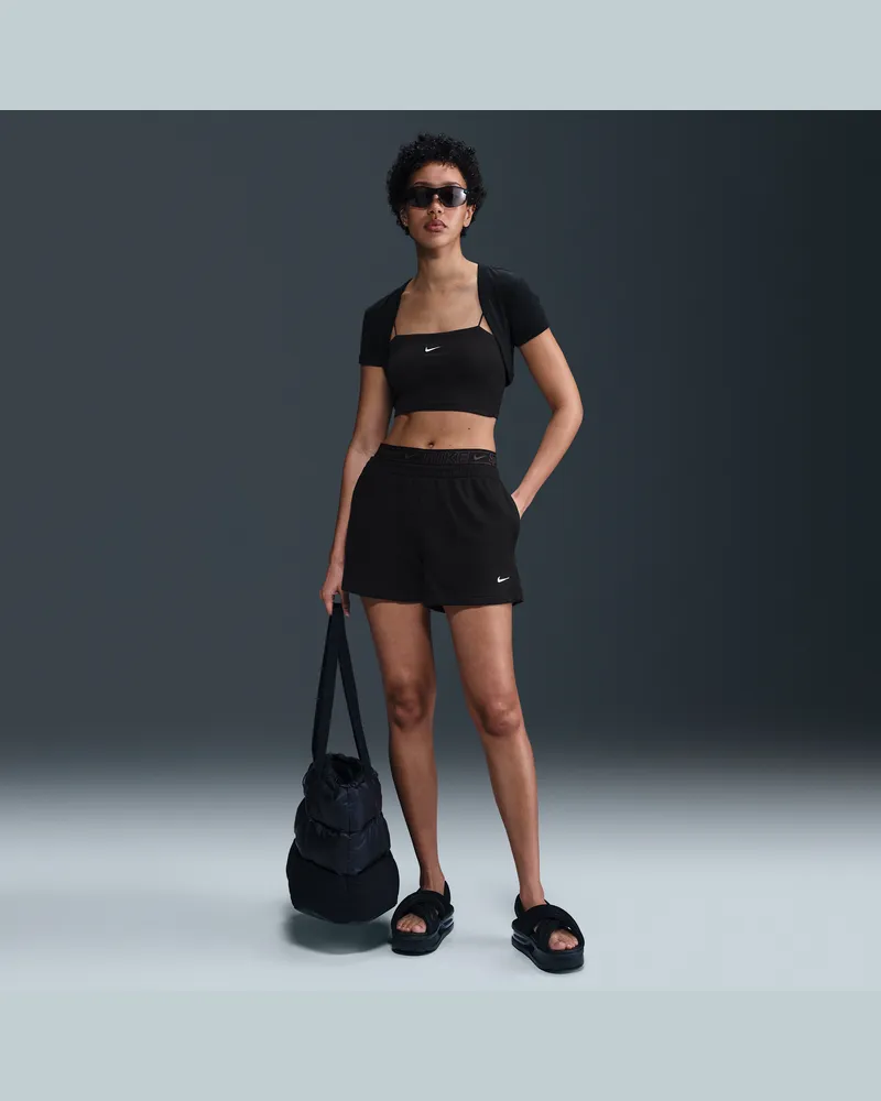 Nike Sportswear Chill Terry Shorts mit mittelhohem Bund (Damen, ca. 10 cm) - Schwarz Schwarz