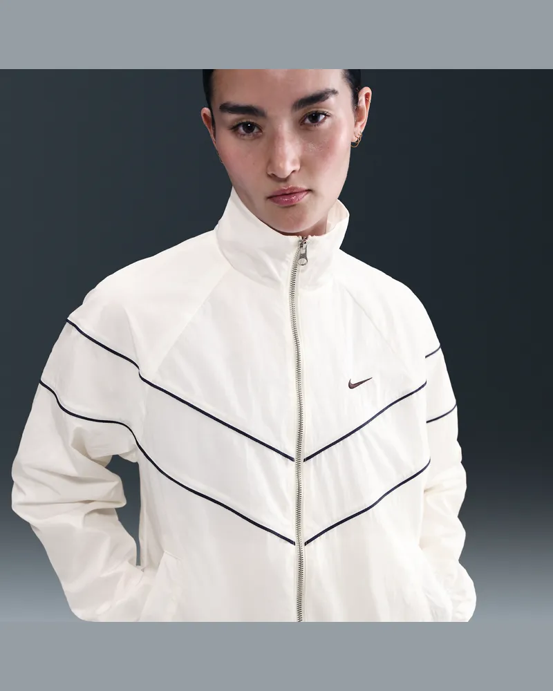 Nike Windrunner lockere UV-Webjacke mit durchgehendem Reißverschluss (Damen) - Weiß Weiß