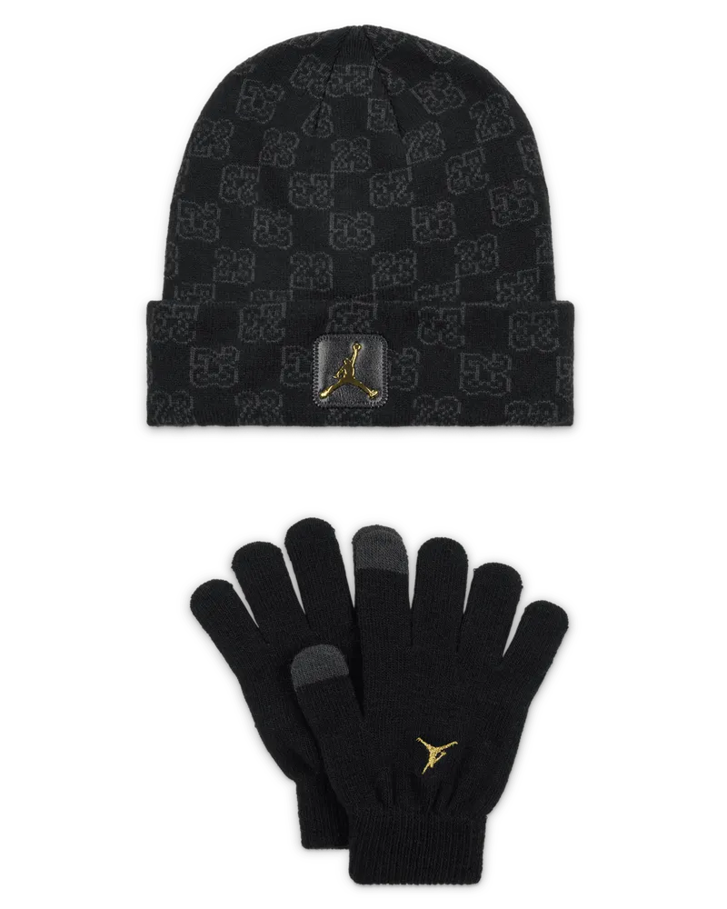 Jordan zweiteiliges Set mit Monogramm-Beanie (ältere Kinder) - Schwarz Schwarz