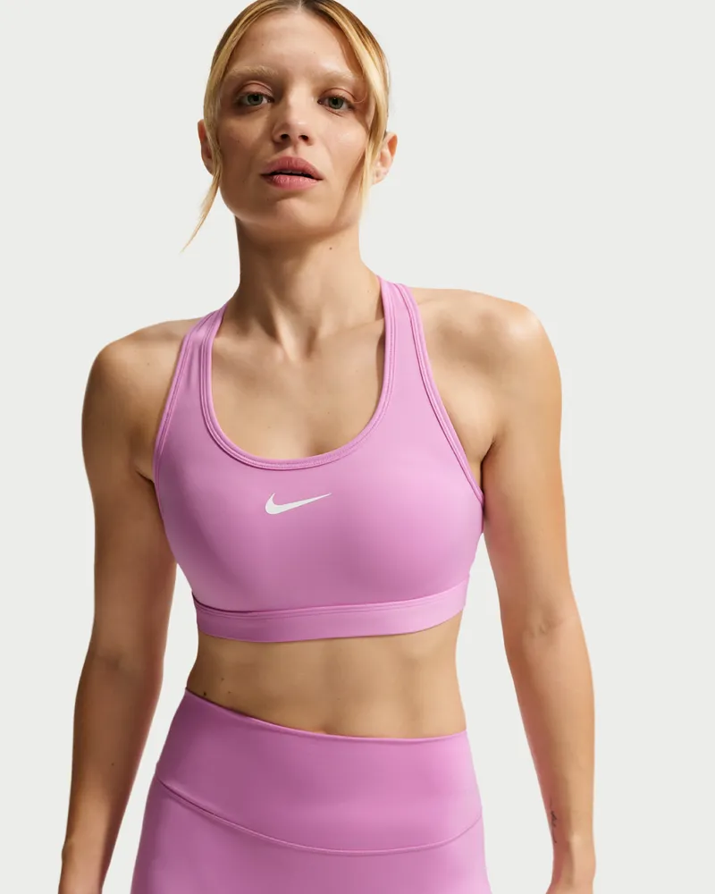 Nike Swoosh gepolsterter Sport-BH mit mittlerem Halt - Lila Lila